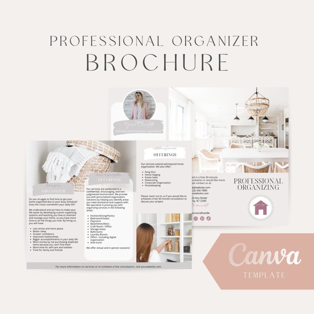 Picture of: Professional Organizer Brochure Canva Template Gray – Etsy